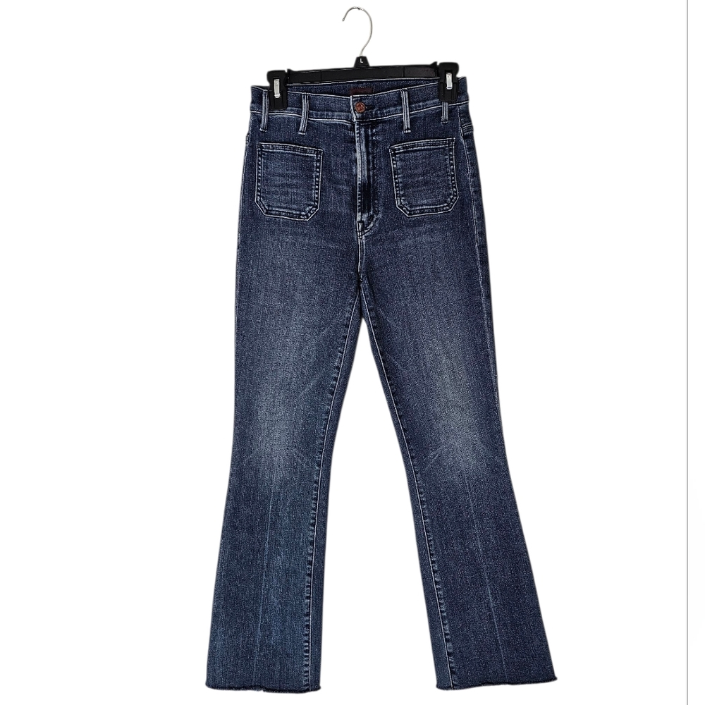 MOTHER The Hustler Ankle Fray Patch Pocket Straight Leg Blue Jeans 25 Preowned - Picture 3 of 12